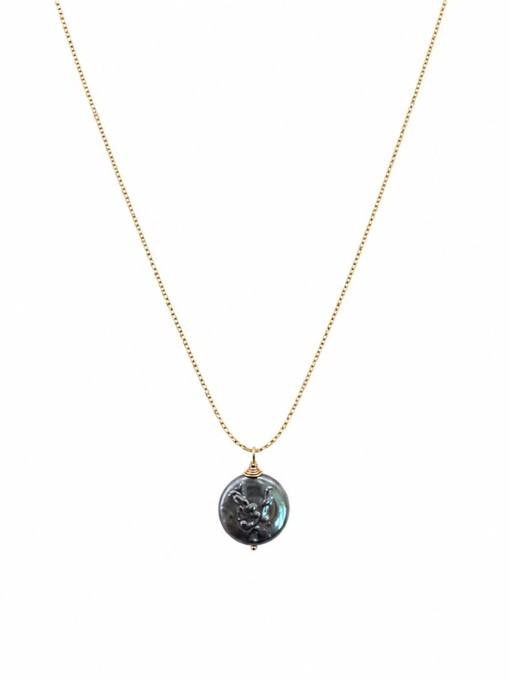 Sylvie Midnight Coin Pearl Necklace